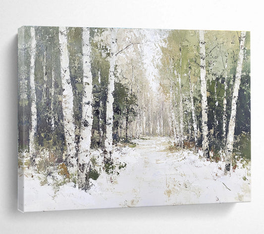 Birch Forest in Snow Art for Winter - Themed Lodge & Nature Lover’s Study SC466