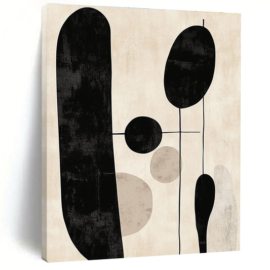 Black and Beige Geometric Shapes Art for Modern Minimalist Living Room & Contemporary Office STSC1330