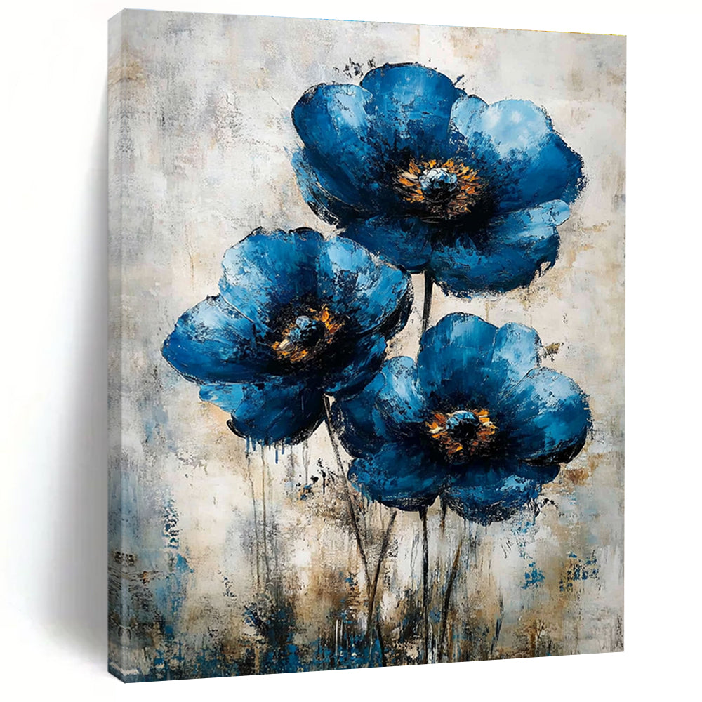 Abstract Blue Flowers Art for Living Room & Bedroom STSC040