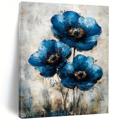 Abstract Blue Flowers Art for Living Room & Bedroom STSC040