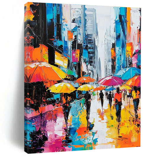Colorful Umbrellas in the City Rain for Urban Apartment Living Room & Trendy Coffee Shop STSC872