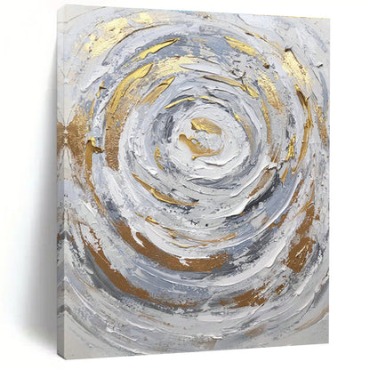 Silver - Gold Swirl Abstract Painting for Art Deco Living Room & High - End Spa DLZ1293