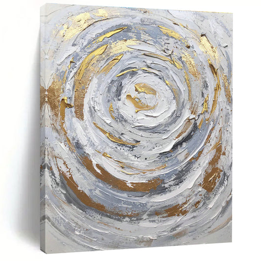 Silver - Gold Swirl Abstract Painting for Art Deco Living Room & High - End Spa DLZ1293