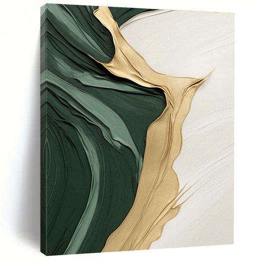 Green and Gold Flowing Abstract Art for Opulent Hotel Lobby & Art - Centric Home DLZ2196