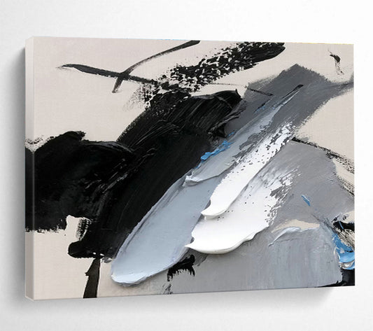 Monochrome Abstract Brushstroke Art for Modern Office Ambiance DLZ2694