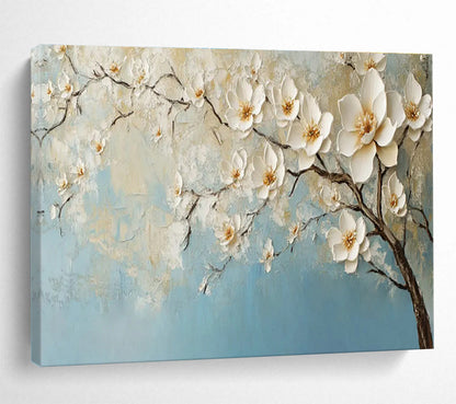 Textured White Blossom Relief Art for Elegant Dining Room Ambiance DLZ3055
