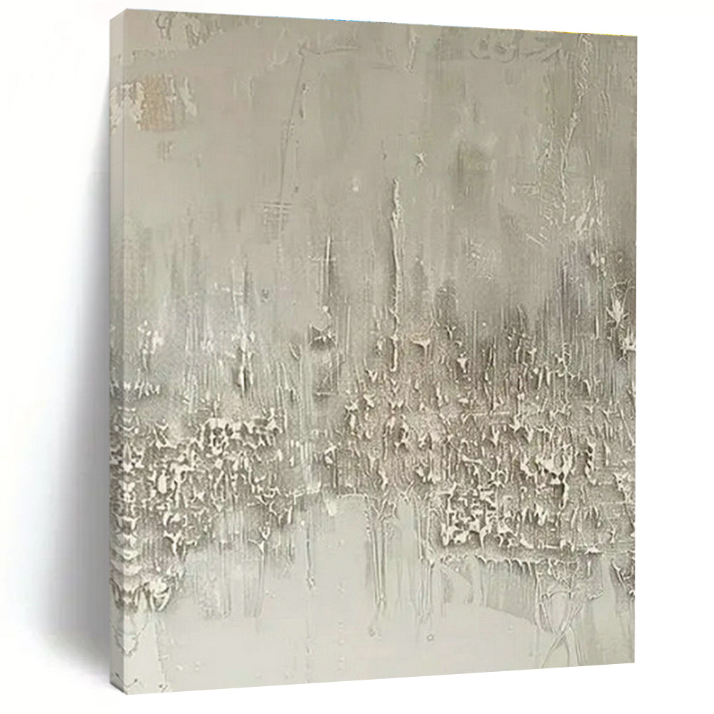 Gray - White Textured Abstract Art for Scandinavian - Style Bedroom & Art Therapy Space DLZ1744