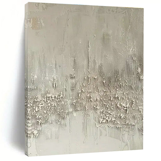 Gray - White Textured Abstract Art for Scandinavian - Style Bedroom & Art Therapy Space DLZ1744