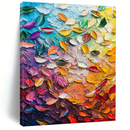 Colorful Leaf Palette Knife Art for Art Studio & Vibrant Café DLZ0736