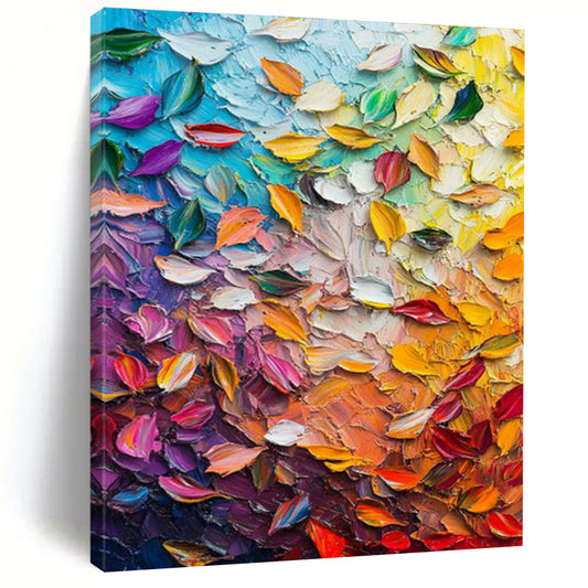 Colorful Leaf Palette Knife Art for Art Studio & Vibrant Café DLZ0736