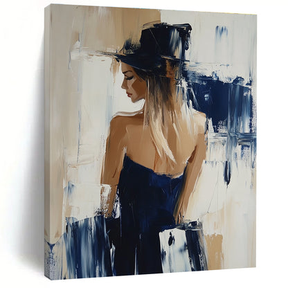 Woman in Hat and Blue Dress for Fashion - Themed Boutique & Elegant Home Office STSC176