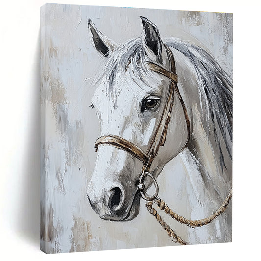 White Horse Portrait for Equestrian - Themed Home Office & Classic Art Gallery STSC959