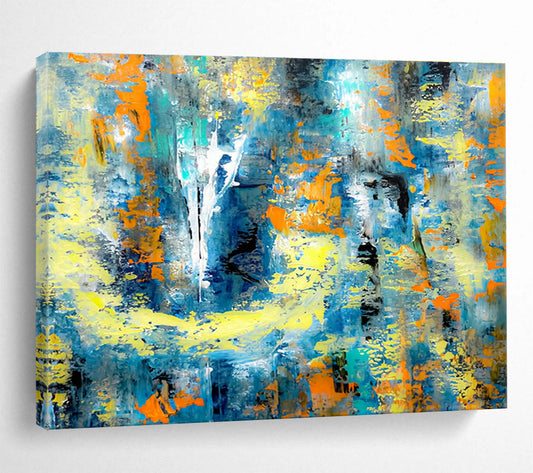 Blue - Yellow Abstract Art for Modern Office Break Room Walls DLZ3308