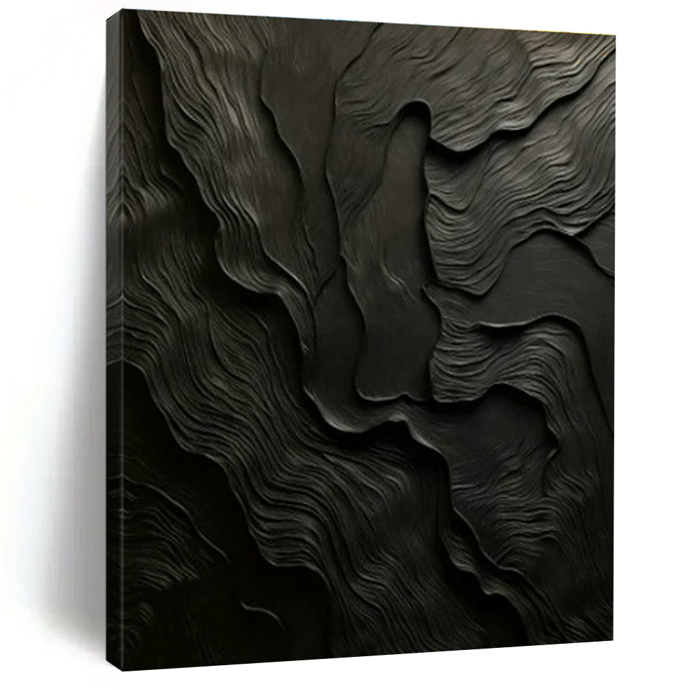 Black Wave Relief Art for Minimalist Home Theater & Sophisticated Lounge DLZ1718