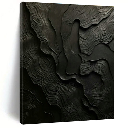 Black Wave Relief Art for Minimalist Home Theater & Sophisticated Lounge DLZ1718