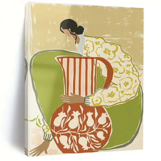 Woman with Pitcher Art for Boho Kitchen & Home Dining Room DLZ1152