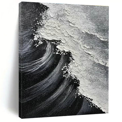Monochrome Wave Art for Coastal Restaurant & Minimalist Home DLZ2358