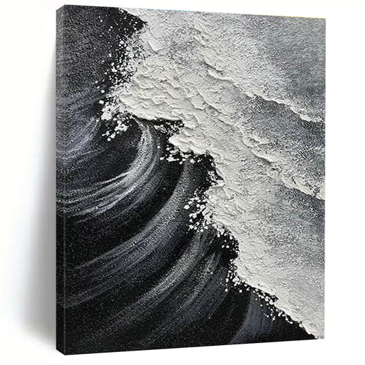 Monochrome Wave Art for Coastal Restaurant & Minimalist Home DLZ2358