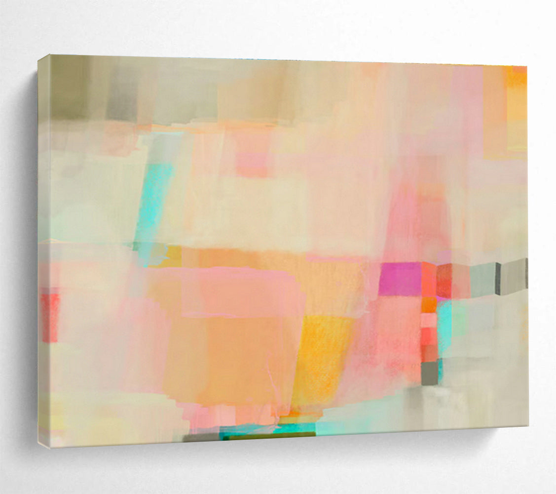 Pink - Orange Geometric Abstract Art for Chic Living Rooms DLZ2413