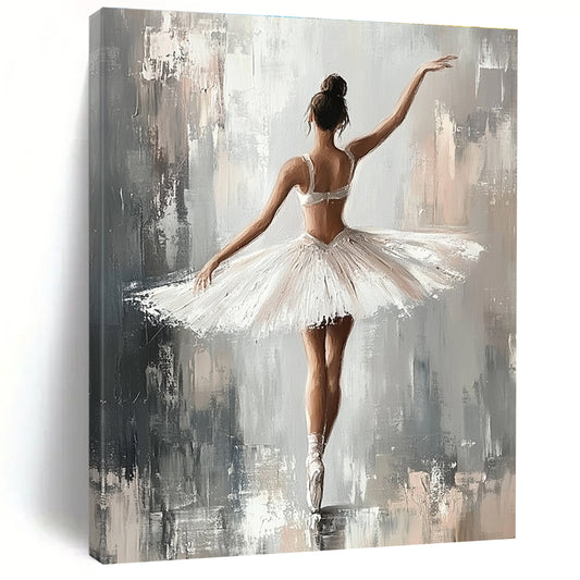 Ballerina in White Tutu Art for Dance Studio & Elegant Bedroom STSC1380
