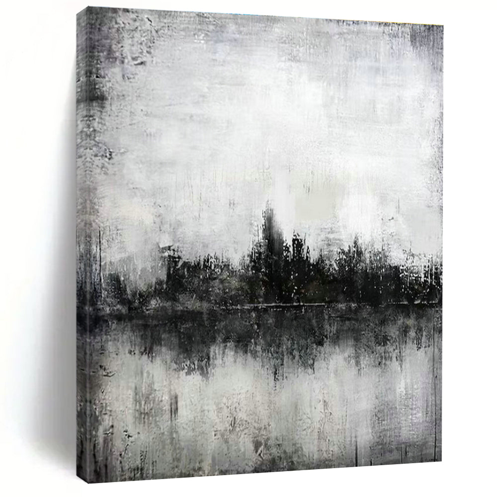 Monochrome City Reflection Art for Industrial Loft & Art - Focused Library DLZ1993