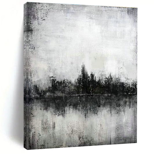 Monochrome City Reflection Art for Industrial Loft & Art - Focused Library DLZ1993