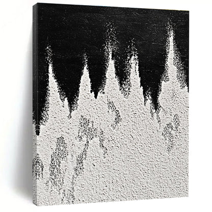 Black and White Textured Peaks Abstract Landscape Art for Minimalist Home & Nature - Inspired Home Office STSC1487