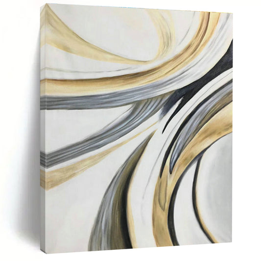 Gold - Grey Line Abstract Art for Living Room & Bedroom DLZ0499