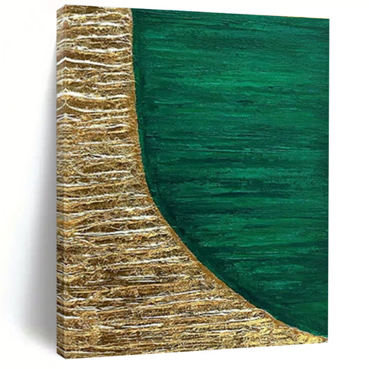 Gold - Green Semi - Circle Abstract Art for Luxury Hotel Room & Fine Dining Restaurant DLZ1226