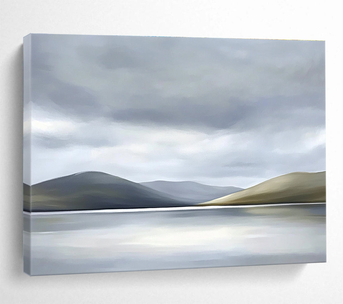 Misty Mountain Lake Art for Rustic Cabin Living Room & Serene Spa Meditation Room SC131