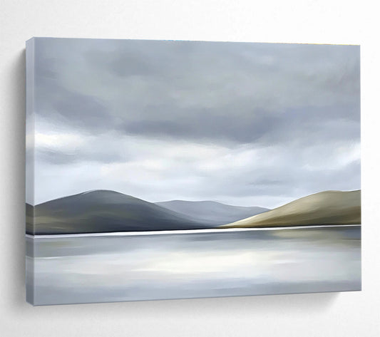 Misty Mountain Lake Art for Rustic Cabin Living Room & Serene Spa Meditation Room SC131