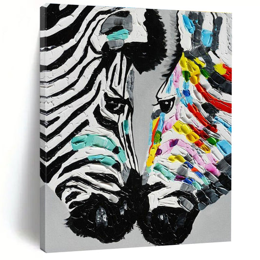 Colorful Zebra Duo Art for Playful Kids' Room & Eclectic Café DLZ2245