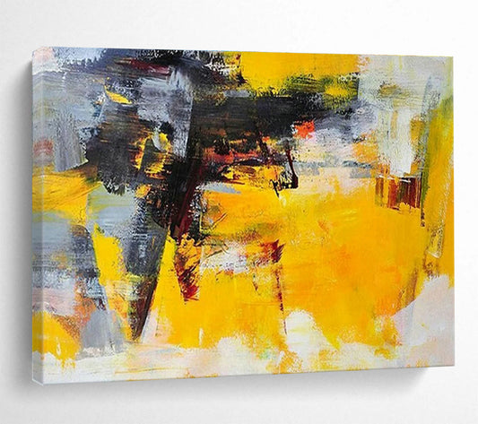 Yellow - Grey Clash Abstract Art for Modern Living Room DLZ2813