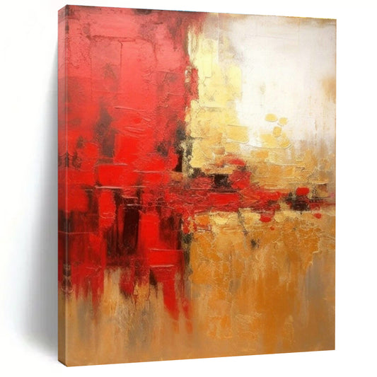 Red - Gold Abstract Art for Bold Contemporary Home & Exclusive Art Gala DLZ1918