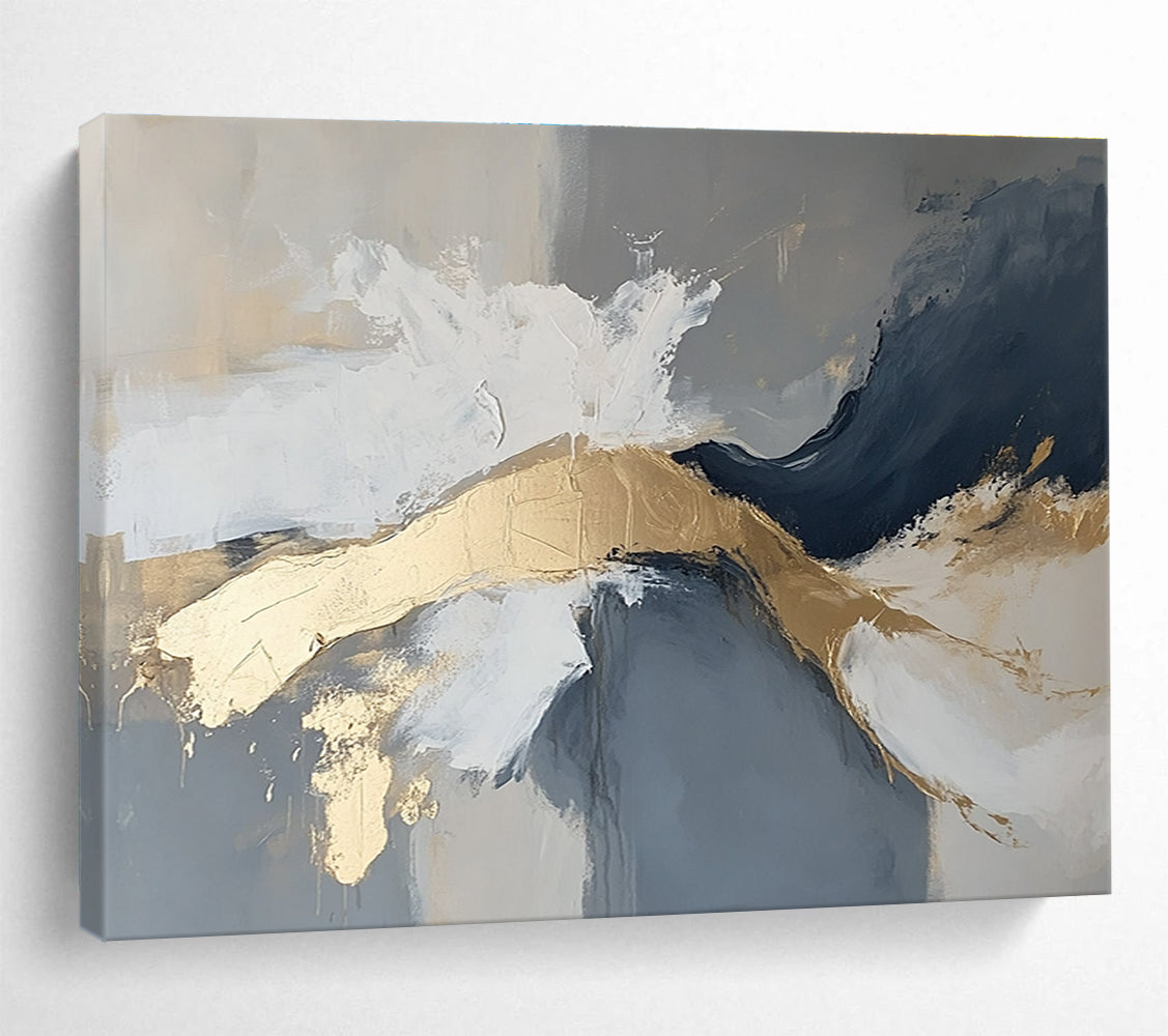 Gold - Accented Abstract Art for Luxury Hotel Lobby & Modern Home Living Room SC140