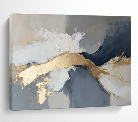 Gold - Accented Abstract Art for Luxury Hotel Lobby & Modern Home Living Room SC140