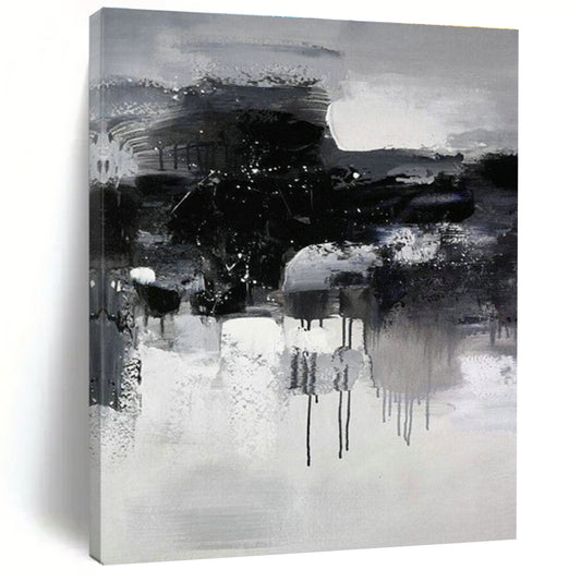 Black & White Ink - style Abstract Art for Chinese - style Teahouse & Ink Art Gallery DLZ0568