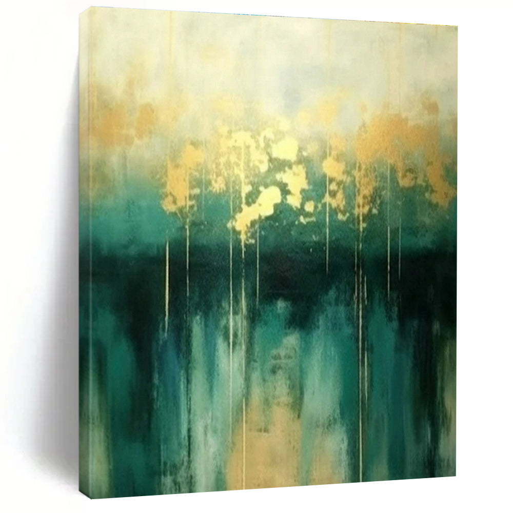 Green - Gold Abstract Art for Tropical Resort & Art - Loving Home DLZ1818