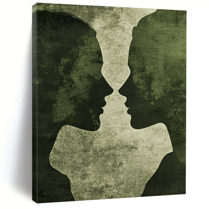 Green Silhouette Kiss Art for Romantic Hideaway & Intimate Home Bedroom STSC1446
