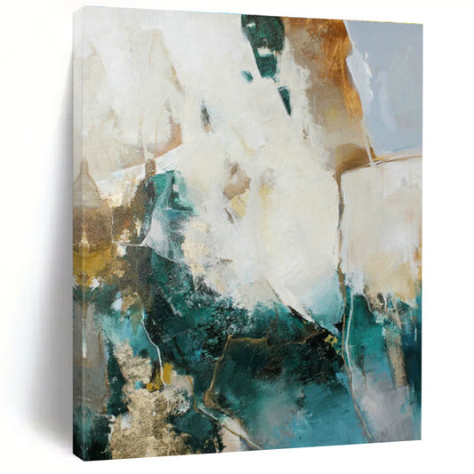 Teal & Gold Abstract Art for Luxury Hotel Lobby & Modern Home Office DLZ1020