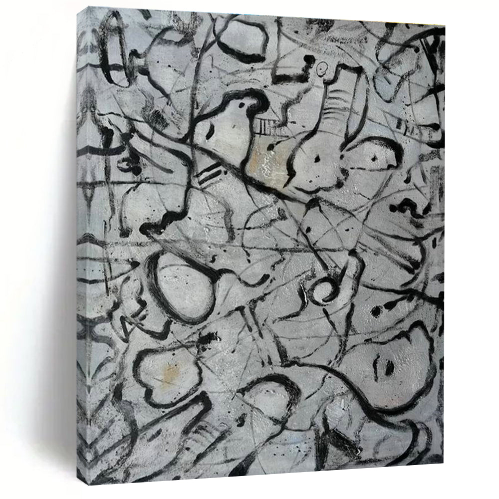 Monochrome Abstract Line Art for Modern Office & Art Gallery DLZ2291