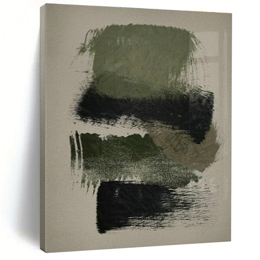 Green & Black Textured Abstract Art for Minimalist Study & Industrial - Chic Loft DLZ1365