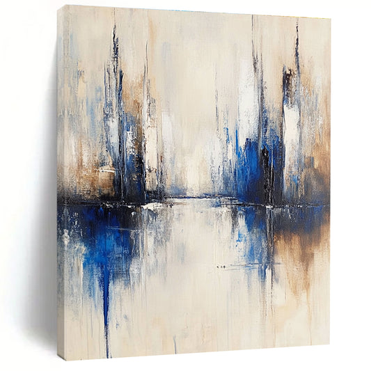 Blue - Beige City Abstract Art for Architect’s Studio & Urban - Themed Restaurant STSC134
