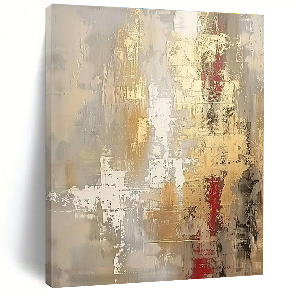 Gray - Gold - Red Abstract Art for Industrial Luxury Hotel & Modern Art Institute DLZ1919