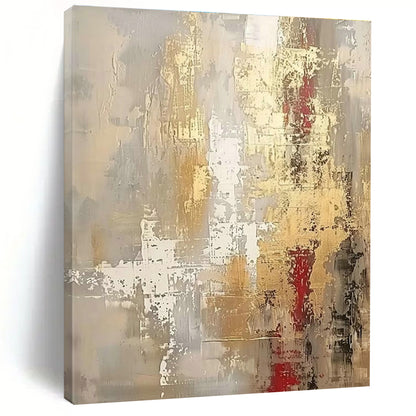 Gray - Gold - Red Abstract Art for Industrial Luxury Hotel & Modern Art Institute DLZ1919