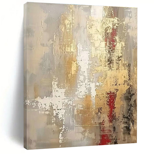 Gray - Gold - Red Abstract Art for Industrial Luxury Hotel & Modern Art Institute DLZ1919