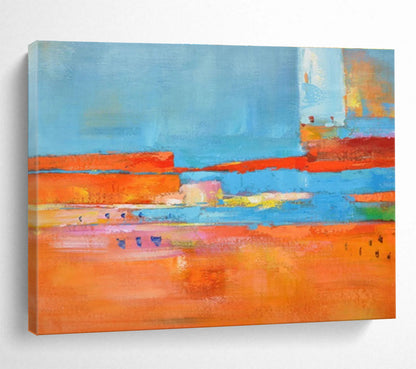 Energetic Orange - Blue Contrast Abstract Art to Ignite Vibrancy in Your Living Space Gatherings DLZ2792