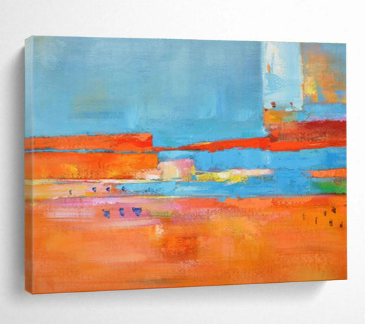 Energetic Orange - Blue Contrast Abstract Art to Ignite Vibrancy in Your Living Space Gatherings DLZ2792