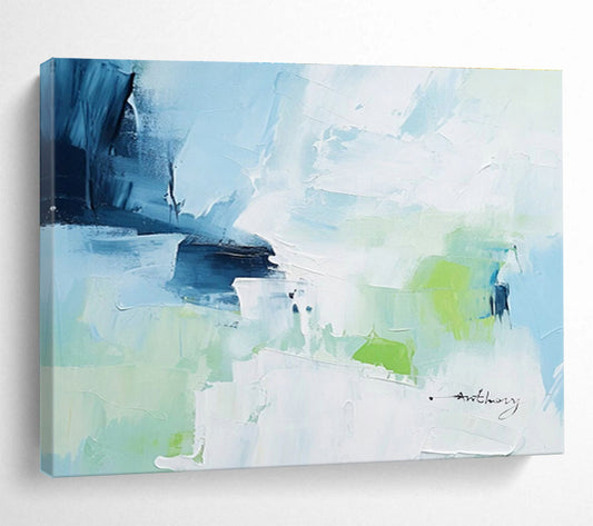 Blue - Green Abstract Art for Minimalist Home Yoga and Meditation Corners DLZ2692