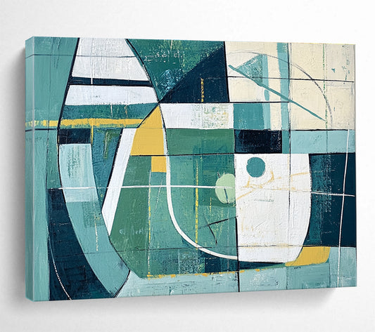 Geometric Green - Blue Abstract Art for Contemporary Office & Architectural Studio SC252